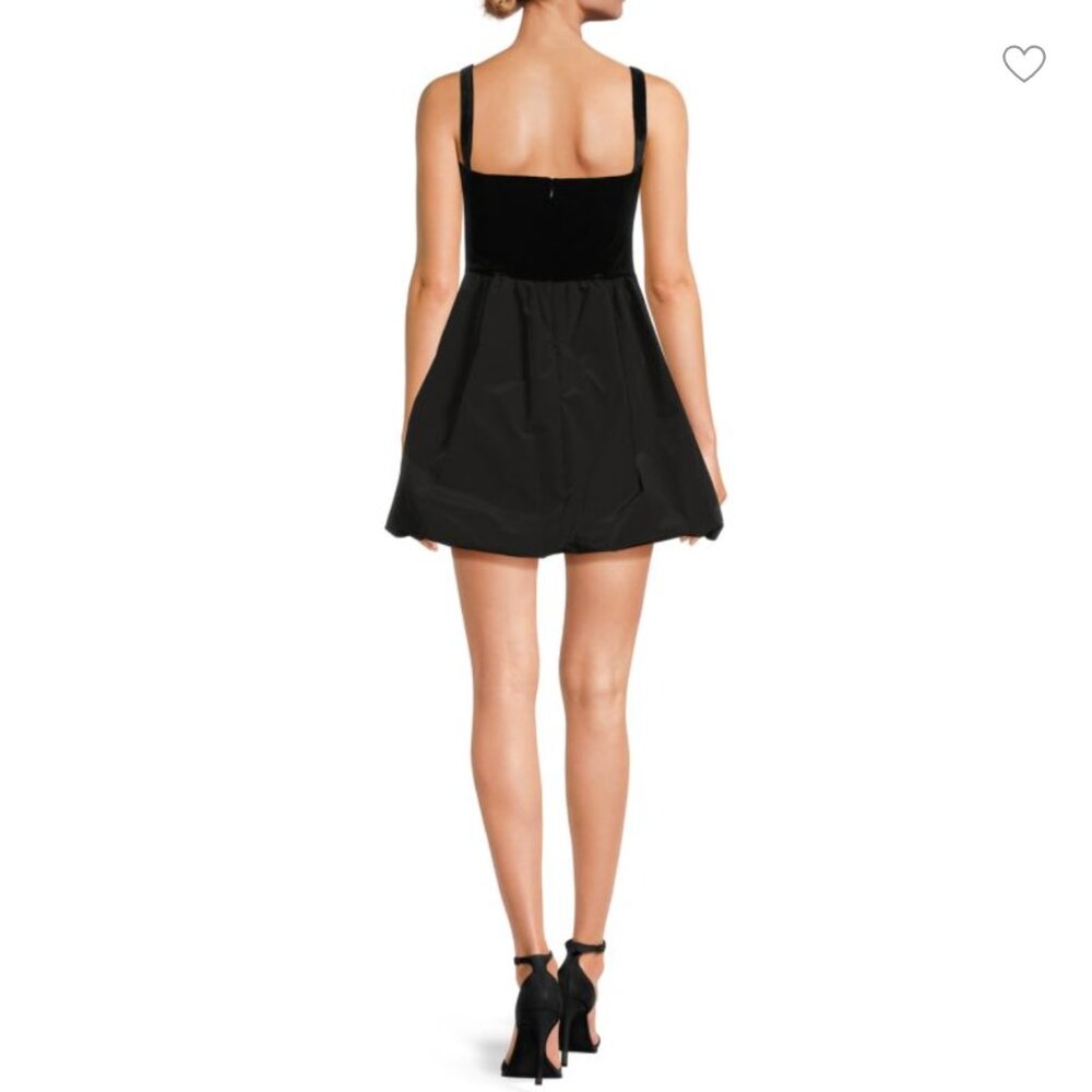AMANDA UPRICHARD Christine Velvet & Puff Skirt Mini Dress, Black, NWT - Picture 2 of 10